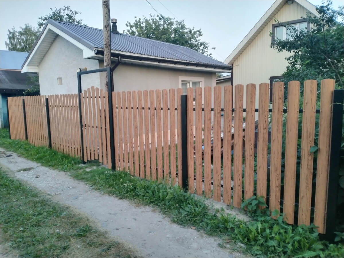 Забор из евроштакетника 14м Кипарис 2xPrintech двусторонний в Владимире