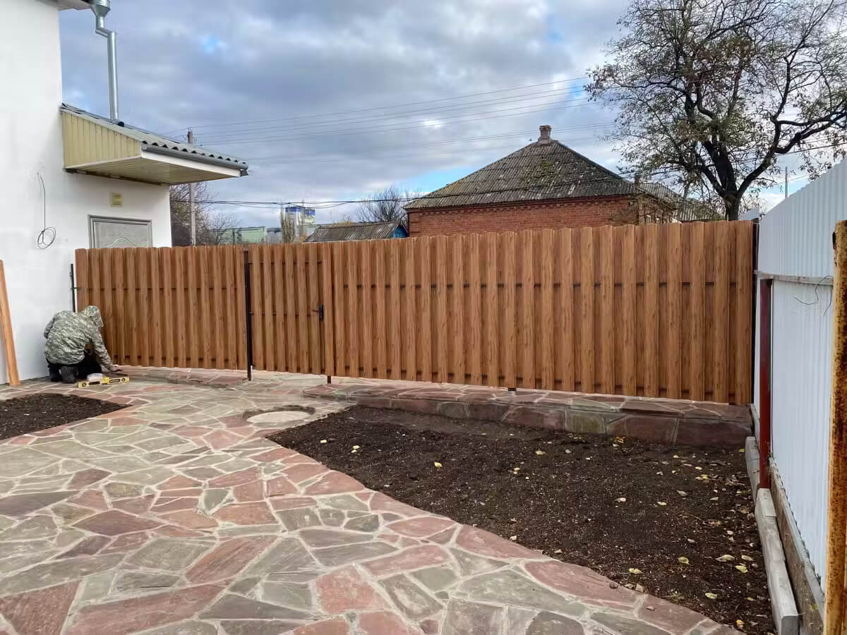 Забор из евроштакетника 7м Кипарис 2хPrintech двусторонний в Владимире